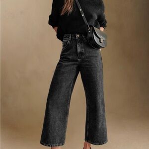 Sezane Le Crop Jeans - Black/Middle Grey